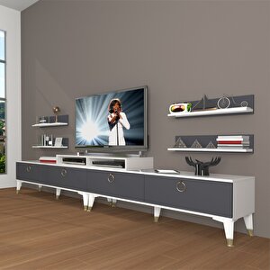 Ekoflex 360r Mdf Gold Tv Ünitesi Tv Sehpası Beyaz - Antrasit