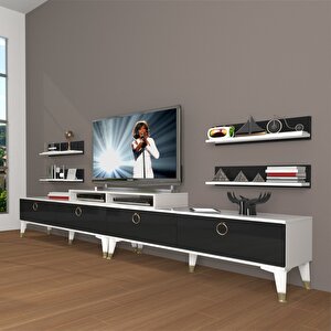 Ekoflex 360r Mdf Gold Tv Ünitesi Tv Sehpası Beyaz - Siyah