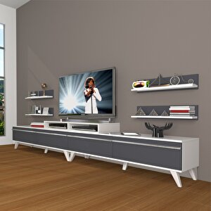 Ekoflex 360r Mdf Retro Tv Ünitesi Tv Sehpası Beyaz - Antrasit
