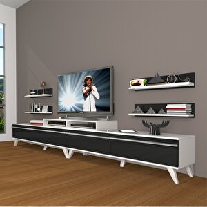 Ekoflex 360r Mdf Retro Tv Ünitesi Tv Sehpası Beyaz - Siyah