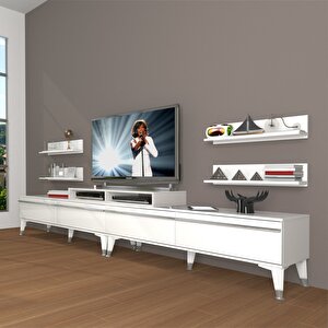 Ekoflex 360r Mdf Silver Tv Ünitesi Tv Sehpası Parlak Beyaz