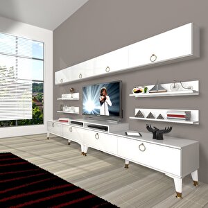 Ekoflex 360y Mdf Gold Tv Ünitesi Tv Sehpası Parlak Beyaz
