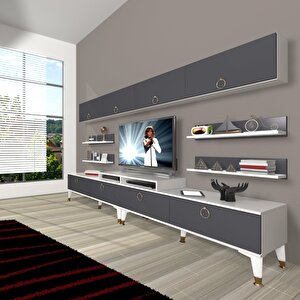 Ekoflex 360y Mdf Gold Tv Ünitesi Tv Sehpası Beyaz - Antrasit