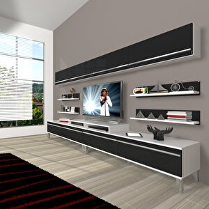 Ekoflex 360y Mdf Krom Ayaklı Tv Ünitesi Tv Sehpası Beyaz - Siyah