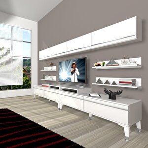 Ekoflex 360y Mdf Silver Tv Ünitesi Tv Sehpası Parlak Beyaz