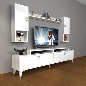 Ekoflex 5da Mdf Gold Tv Ünitesi Tv Sehpası Parlak Beyaz
