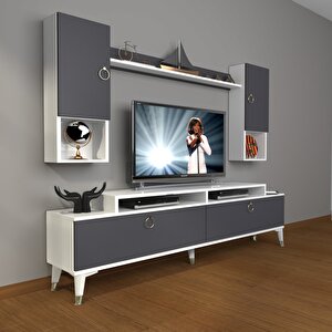 Ekoflex 5da Mdf Gold Tv Ünitesi Tv Sehpası Beyaz - Antrasit