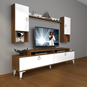 Ekoflex 5da Mdf Gold Tv Ünitesi Tv Sehpası Ceviz Beyaz