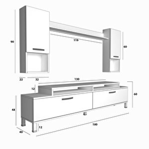 Ekoflex 5da Mdf Krom Ayaklı Tv Ünitesi Tv Sehpası Beyaz - Ceviz