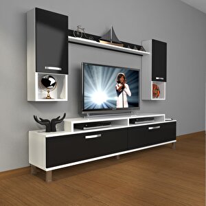 Ekoflex 5da Mdf Krom Ayaklı Tv Ünitesi Tv Sehpası Beyaz - Siyah