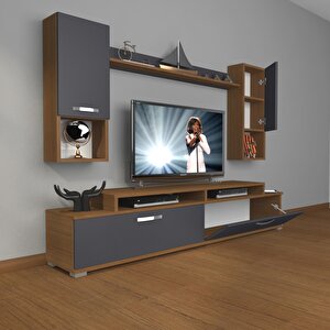 Ekoflex 5da Mdf Tv Ünitesi Tv Sehpası Ceviz Antrasit