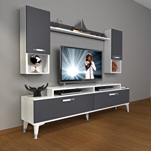 Ekoflex 5da Mdf Silver Tv Ünitesi Tv Sehpası Beyaz - Antrasit