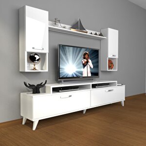 Ekoflex 5da Slm Retro Tv Ünitesi Tv Sehpası Parlak Beyaz