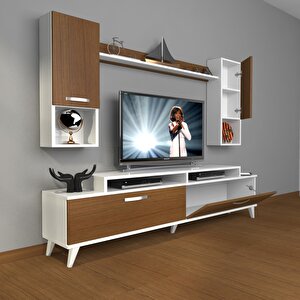 Ekoflex 5da Slm Retro Tv Ünitesi Tv Sehpası Beyaz - Ceviz