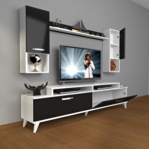 Ekoflex 5da Slm Retro Tv Ünitesi Tv Sehpası Beyaz - Siyah