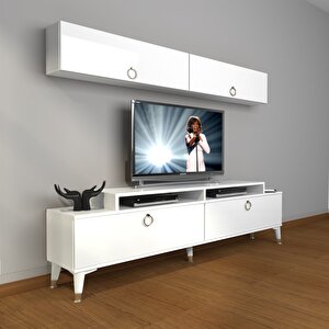 Ekoflex 5 Mdf Gold Tv Ünitesi Tv Sehpası Parlak Beyaz