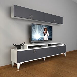 Ekoflex 5 Mdf Gold Tv Ünitesi Tv Sehpası Beyaz - Antrasit