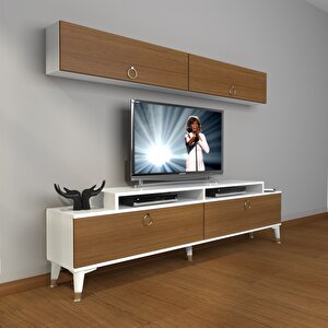Ekoflex 5 Mdf Gold Tv Ünitesi Tv Sehpası Beyaz - Ceviz