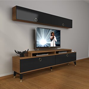 Ekoflex 5 Mdf Gold Tv Ünitesi Tv Sehpası Ceviz-Siyah