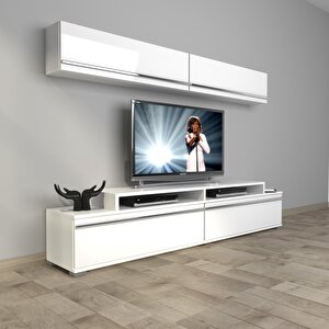 Ekoflex 5 Mdf Tv Ünitesi Tv Sehpası Parlak Beyaz