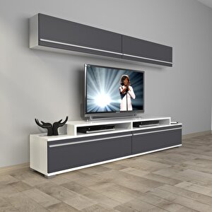 Ekoflex 5 Mdf Tv Ünitesi Tv Sehpası Beyaz - Antrasit