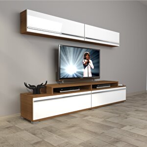 Ekoflex 5 Mdf Tv Ünitesi Tv Sehpası Ceviz Beyaz