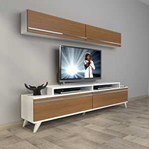 Ekoflex 5 Mdf Retro Tv Ünitesi Tv Sehpası Beyaz - Ceviz