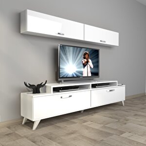 Ekoflex 5 Slm Retro Tv Ünitesi Tv Sehpası Parlak Beyaz