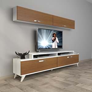 Ekoflex 5 Slm Retro Tv Ünitesi Tv Sehpası Beyaz - Ceviz