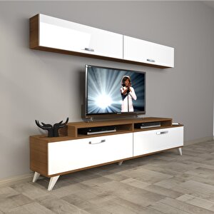 Ekoflex 5 Slm Retro Tv Ünitesi Tv Sehpası Ceviz Beyaz