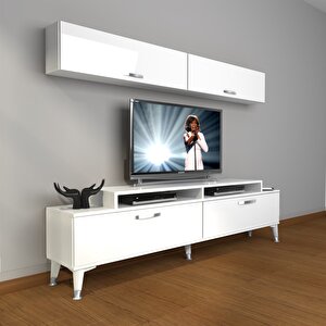 Ekoflex 5 Slm Silver Tv Ünitesi Tv Sehpası Parlak Beyaz