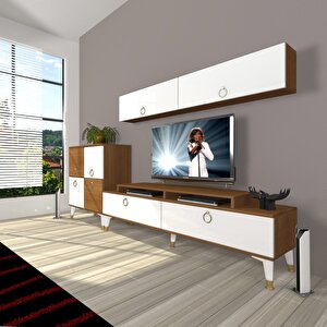 Ekoflex 6y Mdf Gold Tv Ünitesi Tv Sehpası Ceviz Beyaz