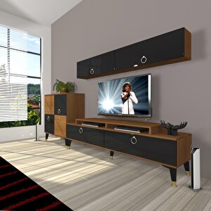 Ekoflex 6y Mdf Gold Tv Ünitesi Tv Sehpası Ceviz-Siyah
