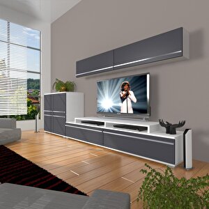 Ekoflex 6y Mdf Tv Ünitesi Tv Sehpası Beyaz - Antrasit