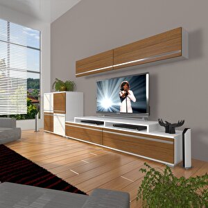 Ekoflex 6y Mdf Tv Ünitesi Tv Sehpası Beyaz - Ceviz