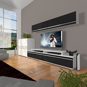 Ekoflex 6y Mdf Tv Ünitesi Tv Sehpası Beyaz - Siyah