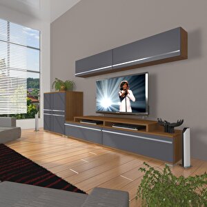 Ekoflex 6y Mdf Tv Ünitesi Tv Sehpası Ceviz Antrasit