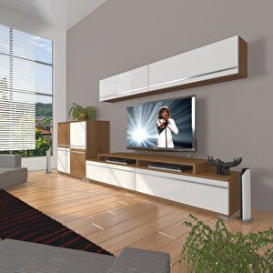 Ekoflex 6y Mdf Tv Ünitesi Tv Sehpası Ceviz Beyaz