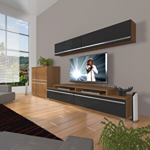 Ekoflex 6y Mdf Tv Ünitesi Tv Sehpası Ceviz-Siyah
