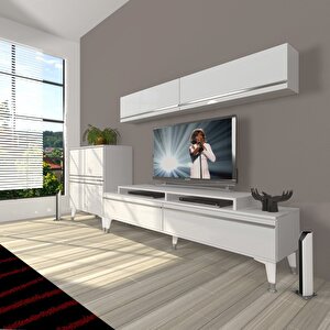 Ekoflex 6y Mdf Silver Tv Ünitesi Tv Sehpası Parlak Beyaz
