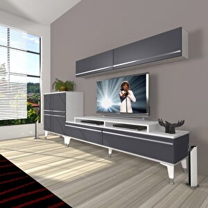 Ekoflex 6y Mdf Silver Tv Ünitesi Tv Sehpası Beyaz - Antrasit