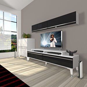 Ekoflex 6y Mdf Silver Tv Ünitesi Tv Sehpası Beyaz - Siyah