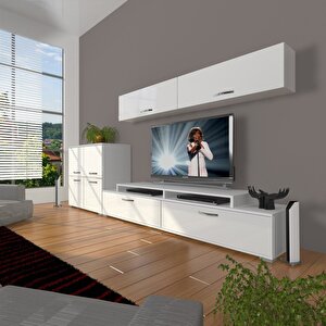 Ekoflex 6y Slm Tv Ünitesi Tv Sehpası Parlak Beyaz
