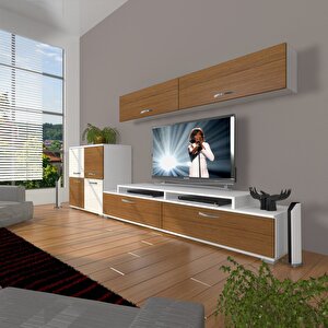 Ekoflex 6y Slm Tv Ünitesi Tv Sehpası Beyaz - Ceviz