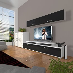 Ekoflex 6y Slm Tv Ünitesi Tv Sehpası Beyaz - Siyah