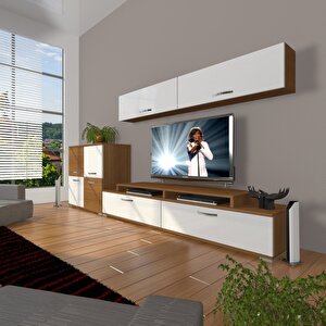 Ekoflex 6y Slm Tv Ünitesi Tv Sehpası Ceviz Beyaz