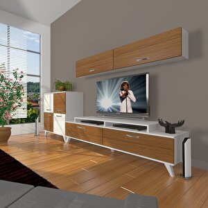 Ekoflex 6y Slm Retro Tv Ünitesi Tv Sehpası Beyaz - Ceviz