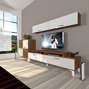 Ekoflex 6y Slm Silver Tv Ünitesi Tv Sehpası Ceviz Beyaz