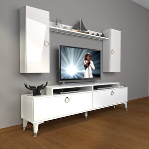 Ekoflex 7 Mdf Gold Tv Ünitesi Tv Sehpası Parlak Beyaz