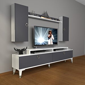 Ekoflex 7 Mdf Gold Tv Ünitesi Tv Sehpası Beyaz - Antrasit